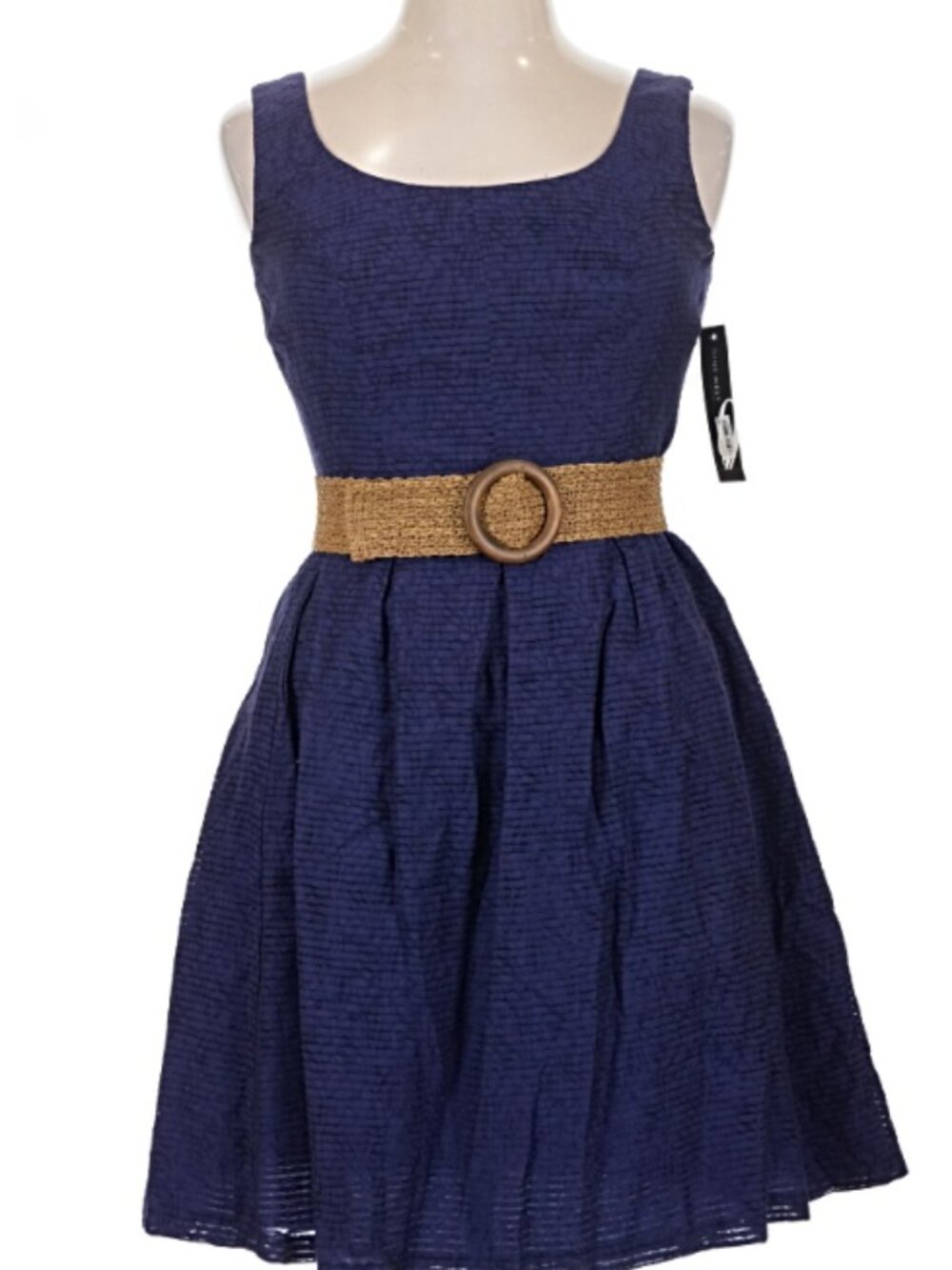 NWT Nine West Women's Riviera Burnout Blue Fit & Flare Dress Knee Length